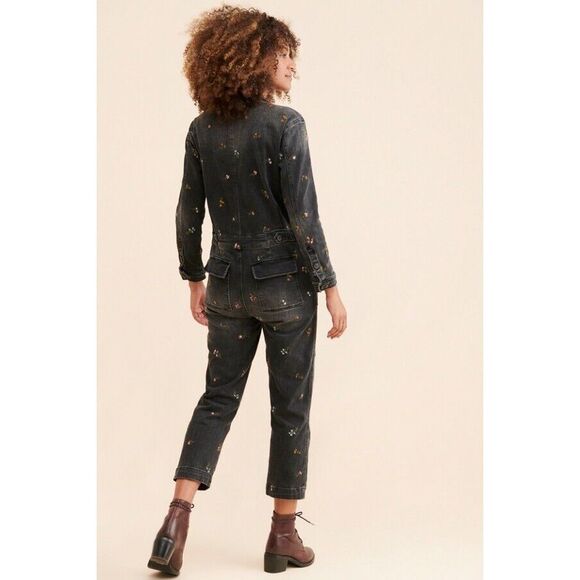 Free People x Driftwood Embroidered Straight Leg Coveralls - Picture 4 of 8
